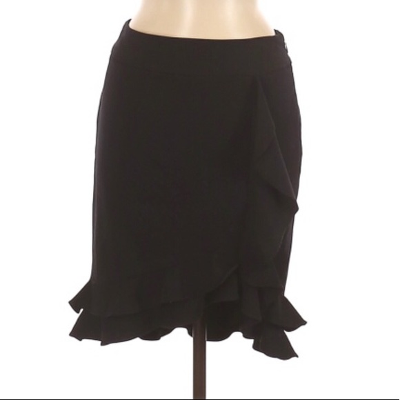 White House Black Market Black Ruffle Skirt - Picture 1 of 8